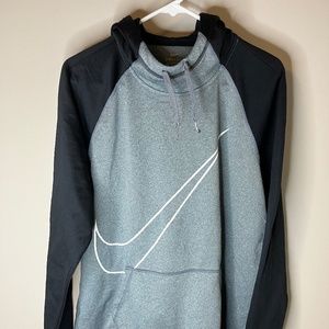 Nike Hoodie Women's Size XL Big Swoosh Black Gray